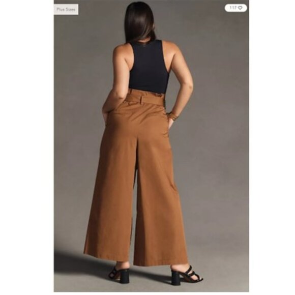 Exquise anthropologie pleated high waist wide leg tie belt pants - Picture 10 of 12